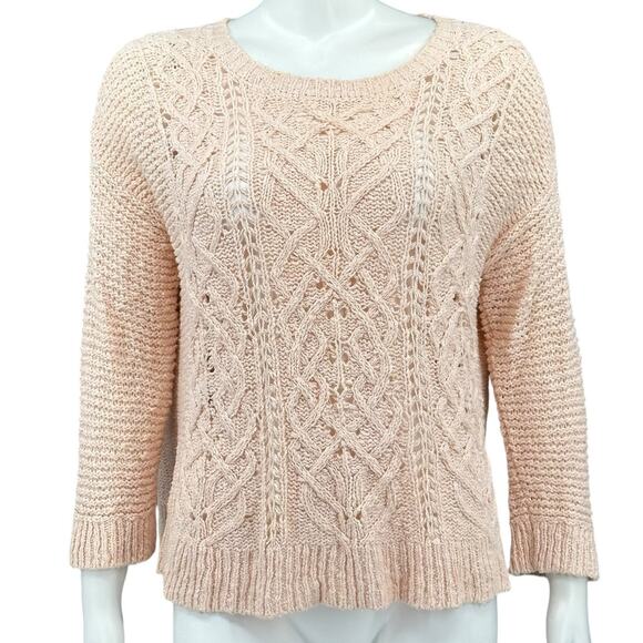 Lauren Conrad Sweater Womens Small Blush Pink Oversized Knit Feminine Boho Cozy - Picture 1 of 8